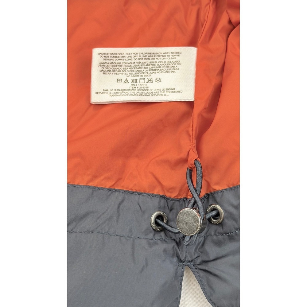 Orvis Puffer Vest Mens XL Navy Blue Orange Lining Down Filled Quilted Full Zip - Picture 8 of 12